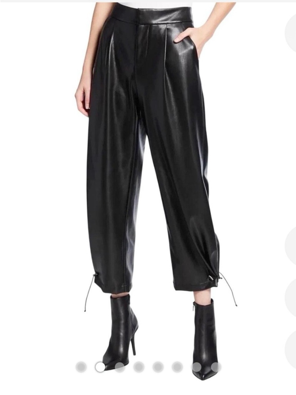 Alice + Olivia Edgy Statement Vegan Leather Black Jogger Pants